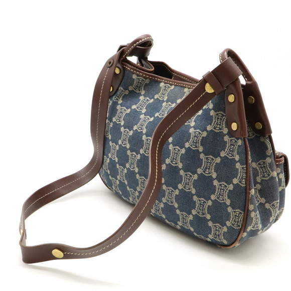 Celine Leather Macadam Paris Shoulder Bag Denim Blue - Picture 1 of 7